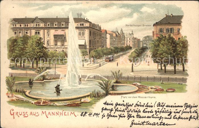 MANNHEIM BW Platz vor dem Wasserturm Fontaene Heidelberger Strasse