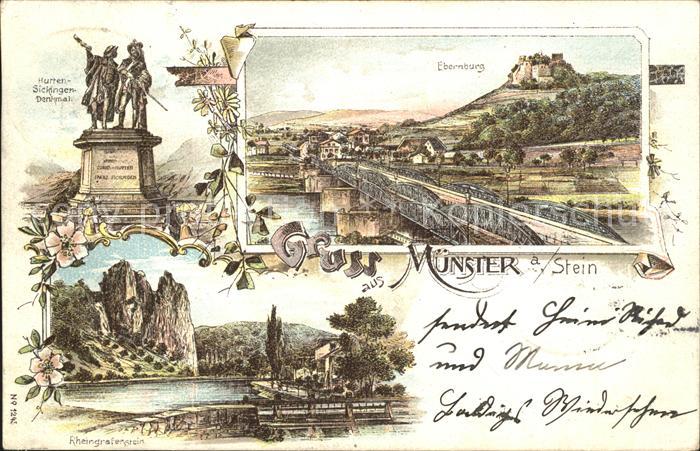 Muenster Stein Panorama mit Ebernburg Bruecke Hutten Sickingen Denkmal Rheingraf