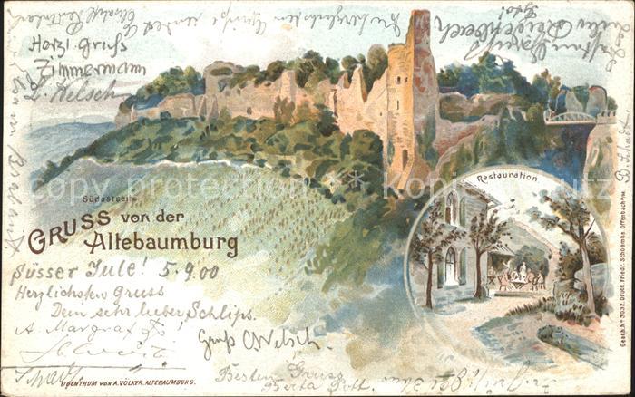 Altenbamberg Altebaumburg Burgruine Restauration Kuenstlerkarte