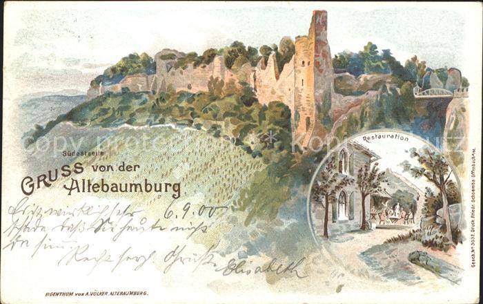 Altenbamberg Altebaumburg Burgruine Restauration Kuenstlerkarte