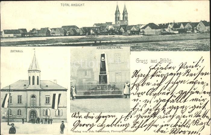 Biblis Totalansicht Kirche Rathaus Kriegerdenkmal
