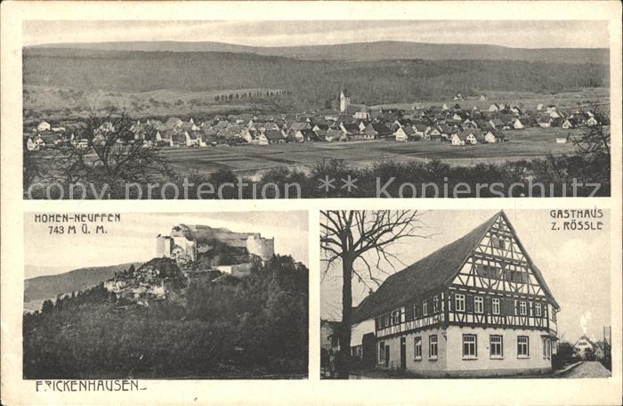 Frickenhausen Wuerttemberg Gesamtansicht Hohen Neuffen Burgruine Gasthaus zum Ro