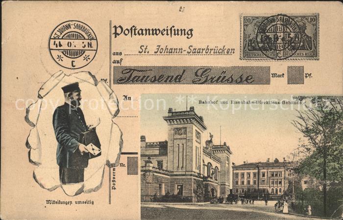 St Johann Saarbruecken Bahnhof Eisenbahn Direktionsgebaeude Postanweisung