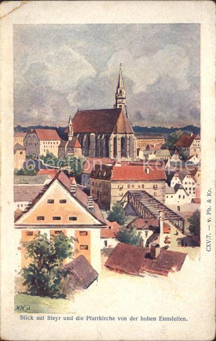 Steyr Enns Oberoesterreich Pfarrkirche Künstlerkarte