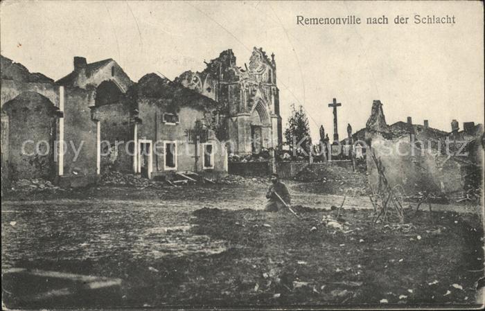 Remenoville Meurthe-et-Moselle Kirche nach der Schacht 1. WK