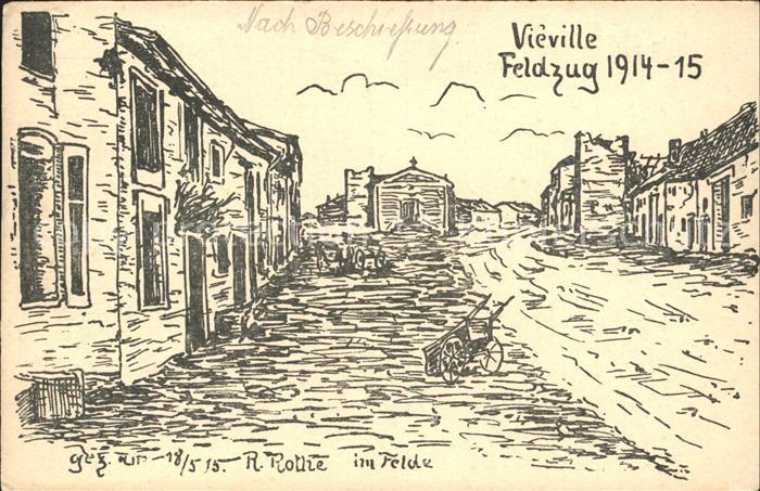 Vieville 54-en-Haye Feldzug Kuenstlerkarte R Rothe