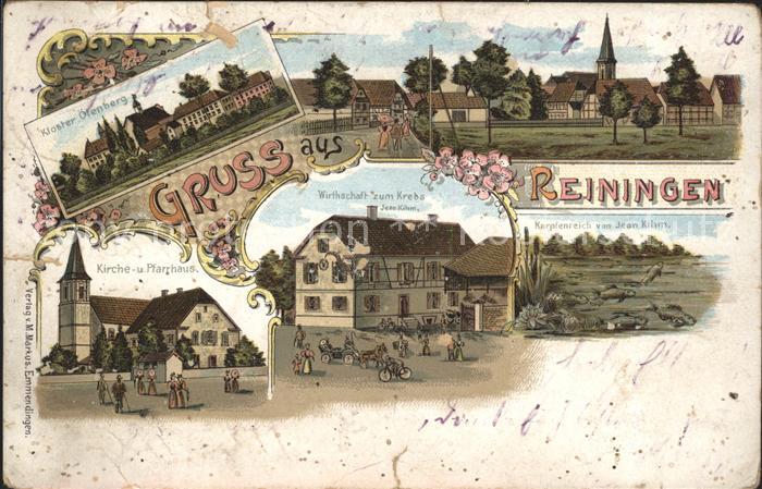 Reiningen Elsass Kloster oelenberg Wirtschaft zum Krebs Kirche Pfarrhaus