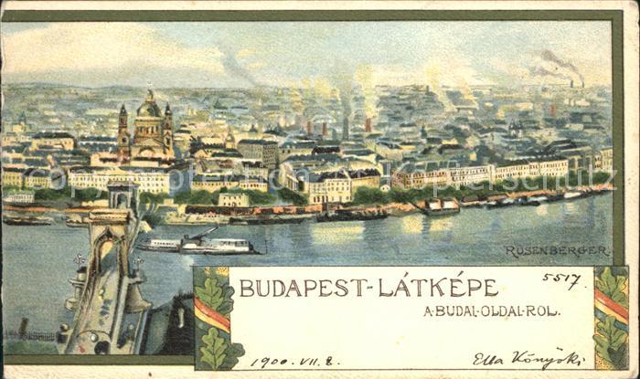 Budapest Latkepe Donau Bruecke Kuenstlerkarte Rosenberger