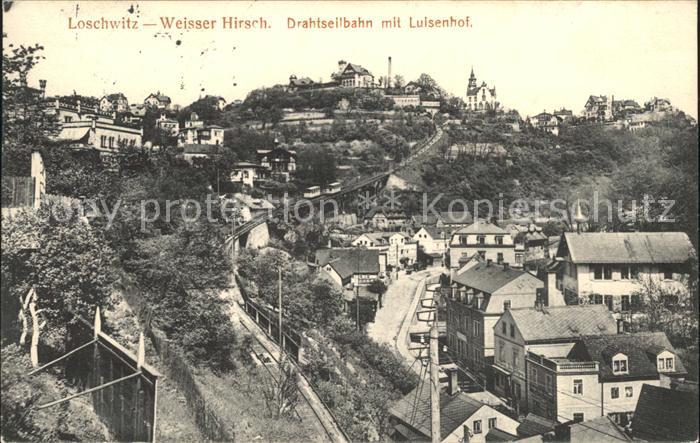 Loschwitz Weisser Hirsch Drahtseilbahn mit Hotel Luisenhof
