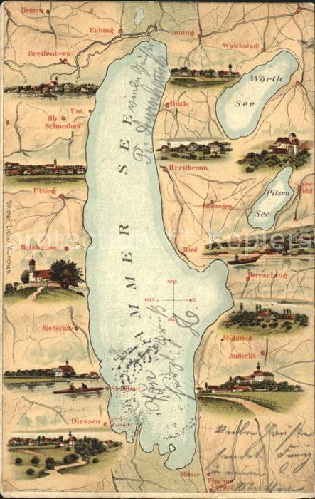 Ammersee und Umgebung Landkarte