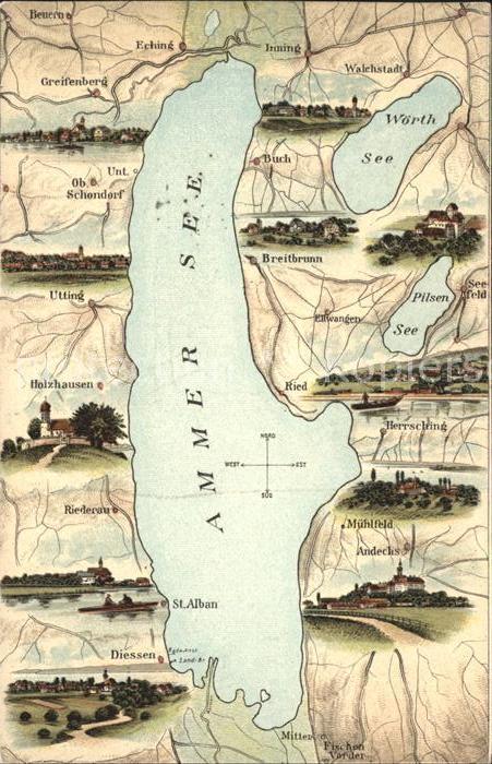 Ammersee und Umgebung Landkarte