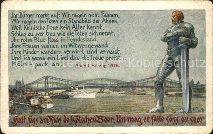 Koeln Rhein Koelsche Boor in Eisen Gedicht Rudolf Herzog