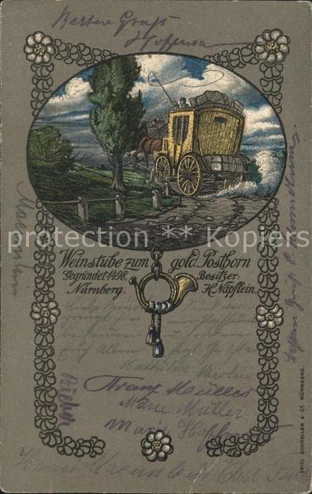 NueRNBERG  CITY Weinstube zum goldenen Posthorn Postkutsche