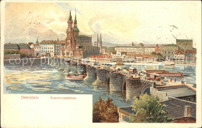 DRESDEN Elbe Augustusbruecke Altstadt Kirche