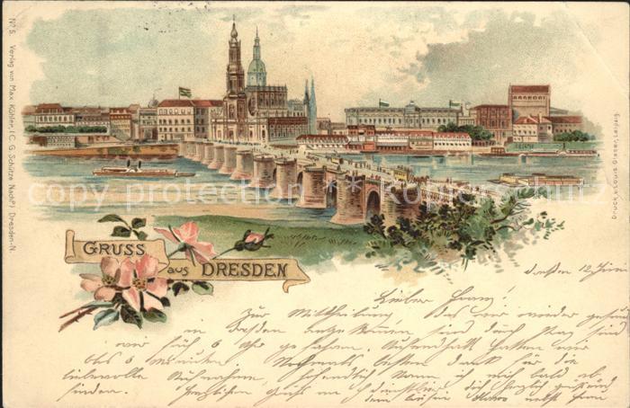 DRESDEN Elbe Augustusbruecke Altstadt Kirche Deutsche Reichspost