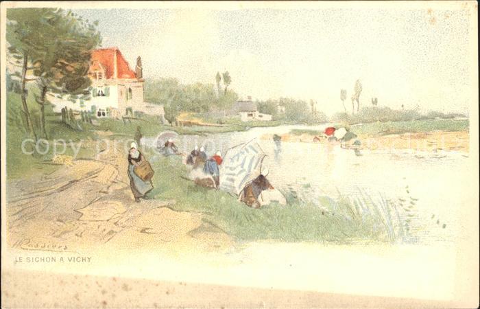 Vichy Allier Bords du Sichon Peinture Henri Cassiers Kuenstlerkarte
