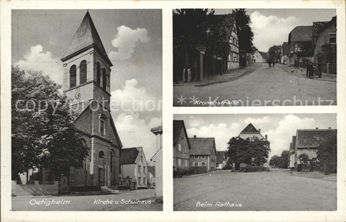 oetigheim Kirche Schulhaus Kronenstrasse Rathaus
