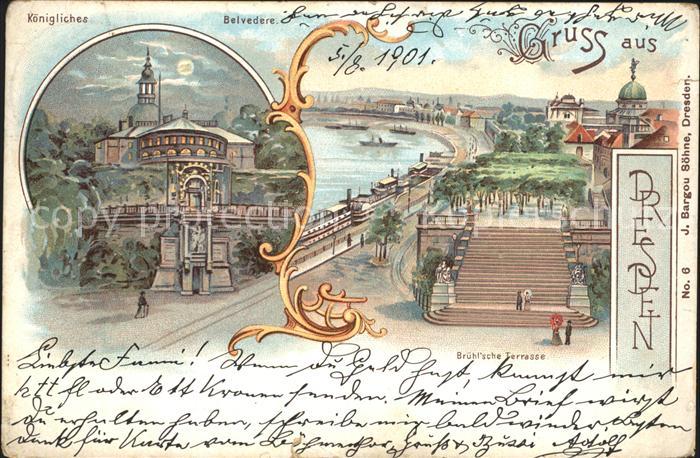 DRESDEN Elbe Koenigliches Belvedere im Mondschein Bruehlsche Terrasse