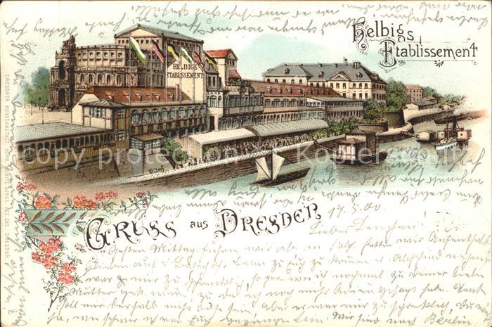 DRESDEN Elbe Helbigs Etablissement Deutsche Reichspost