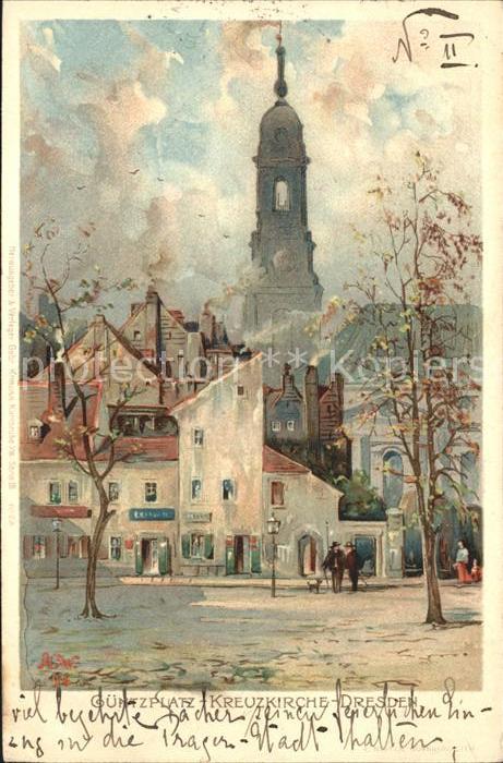 DRESDEN Elbe Guentzplatz Kreuzkirche Kuenstlerkarte Deutsche Reichspost