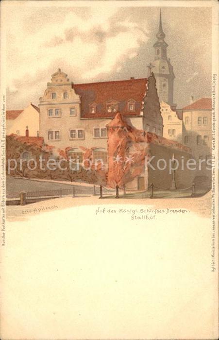 DRESDEN Elbe Hof des Koeniglichen Schlosses Stallhof Kuenstler Otto Apitzsch