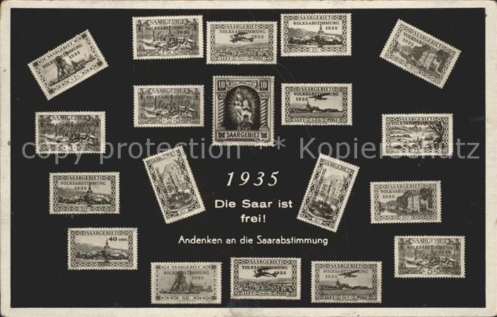 SAARBRueCKEN Saarland Andenken an die Saarabstimmung 1935 Sonderbriefmarken Volk