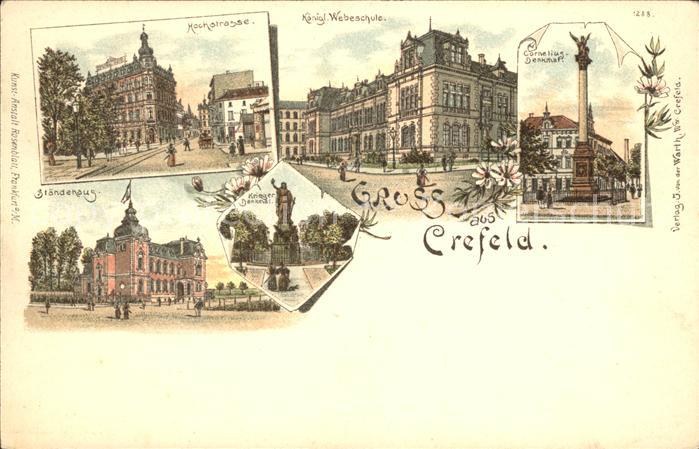 Krefeld Hochstrasse Webeschule Cornelius Denkmal Staendehaus Kriegerdenkmal