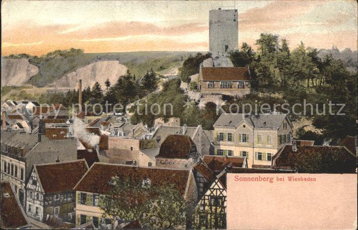 Sonnenberg Wiesbaden Teilansicht mit Burgruine