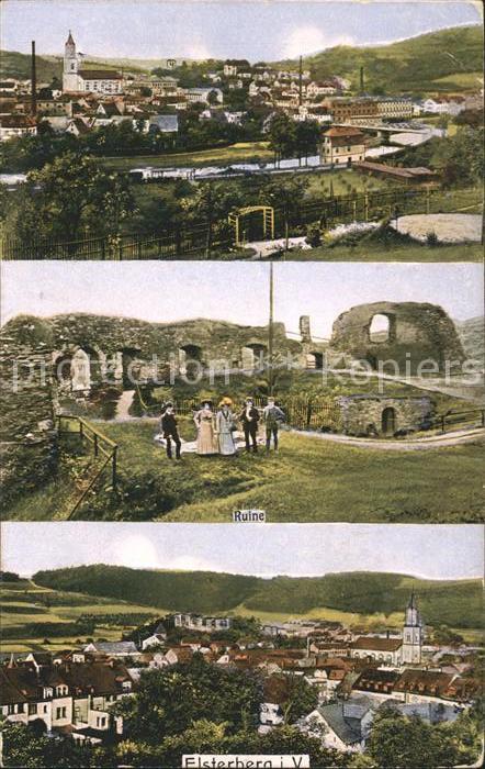 Elsterberg Vogtland Teilansichten Ruine Bahnpost