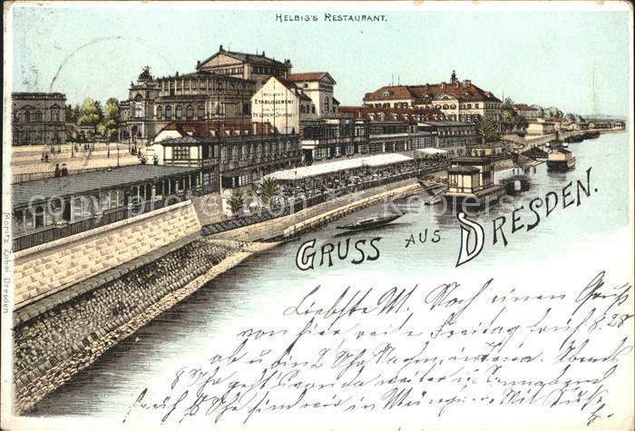DRESDEN Elbe Helbigs Restaurant Dampfer Landungsplatz Deutsche Reichspost