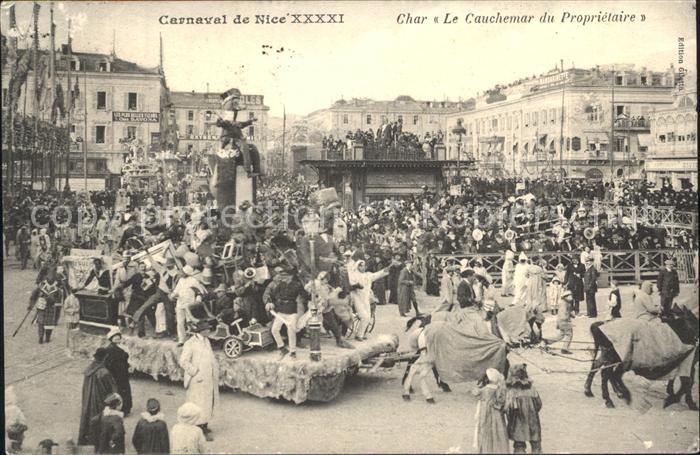 Nice Alpes Maritimes Carnaval Char Le Cauchemar du Proprieta