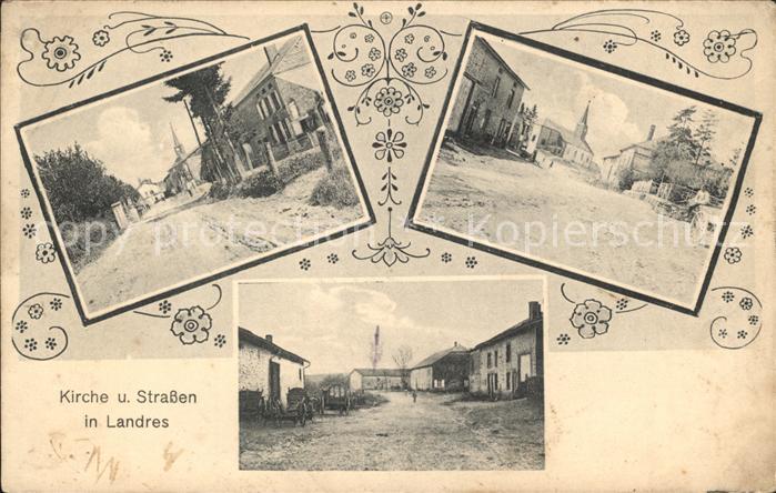Landres Kirche und Strassen Kriegserinnerung 1914/16