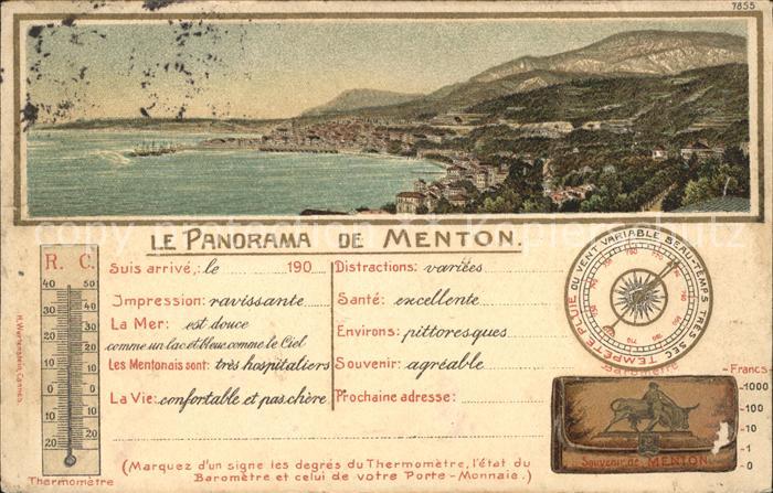Menton Alpes Maritimes Panorama Thermometre Barometre