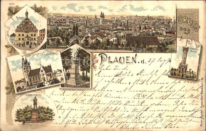 Plauen Vogtland Gesamtansicht Rathaus Kirche Denkmal Turm