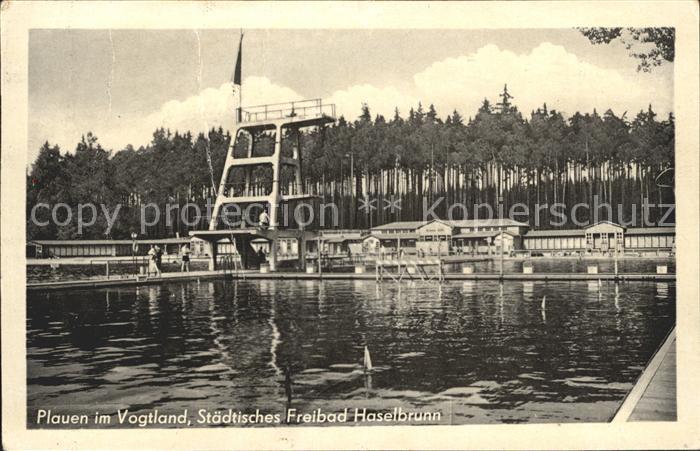 Plauen Vogtland Staedtisches Freibad Haselbrunn Schwimmbad Sprungturm