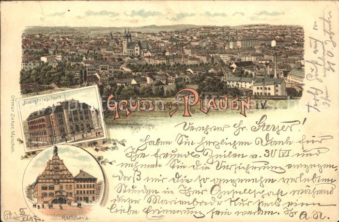 Plauen Vogtland Gesamtansicht Industrieschule Rathaus