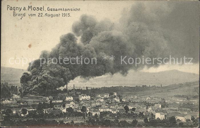 Pagny-sur-Moselle Gesamtansicht Brand vom 22. August 1915 1. Weltkrieg Grande Gu