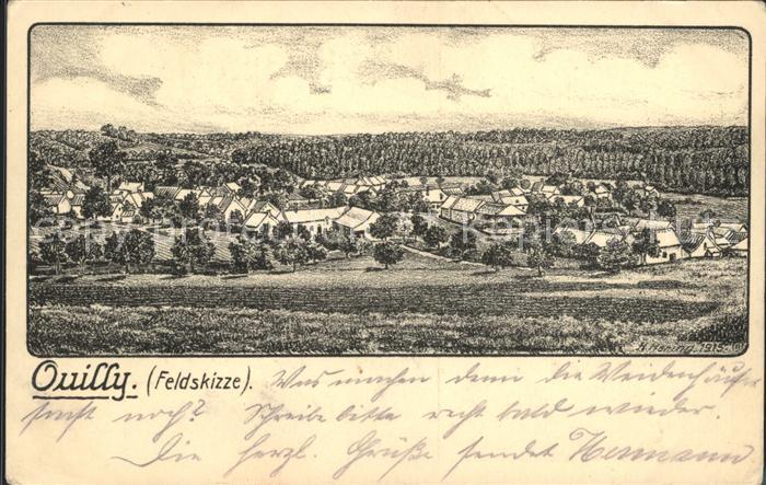 Ouilly-le-Vicomte Feldskizze Steindruck