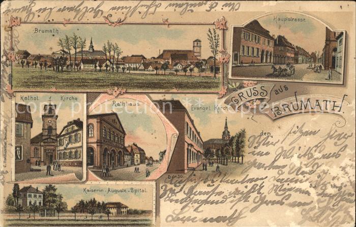 Brumath Hauptstrasse Kirche Rathaus Kaiserin Au