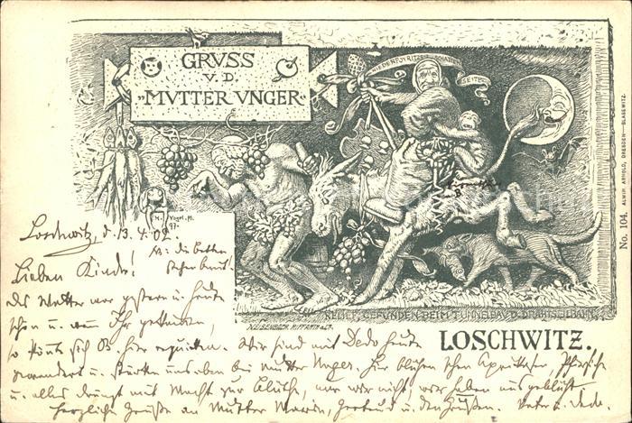 Loschwitz Relief Mutter Unger Esel Mond Kuenstlerkarte Deutsche Reichspost