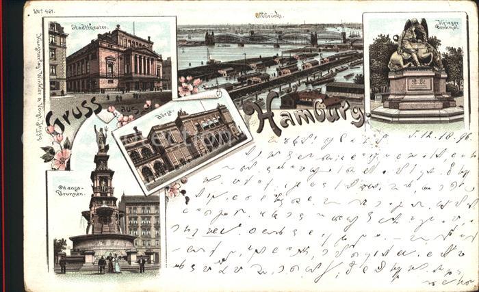 HAMBURG  CITY Elbbruecke Theater Kriegerdenkmal Hansabrunnen