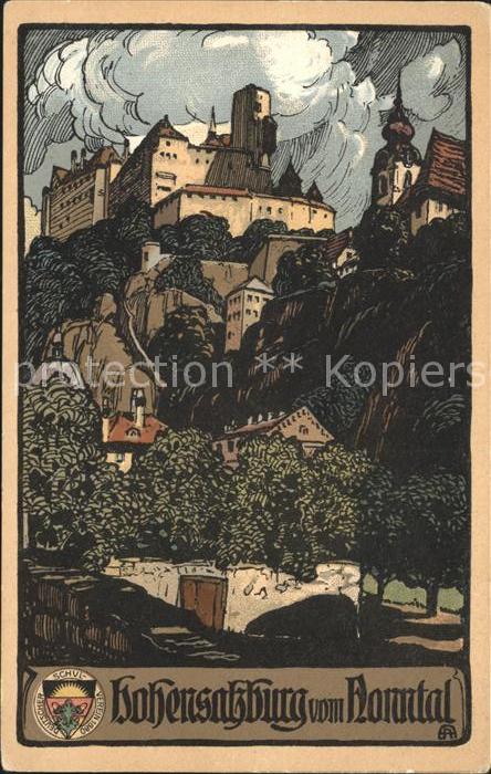 Hohensalzburg vom Nonntal Kuenstlerkarte