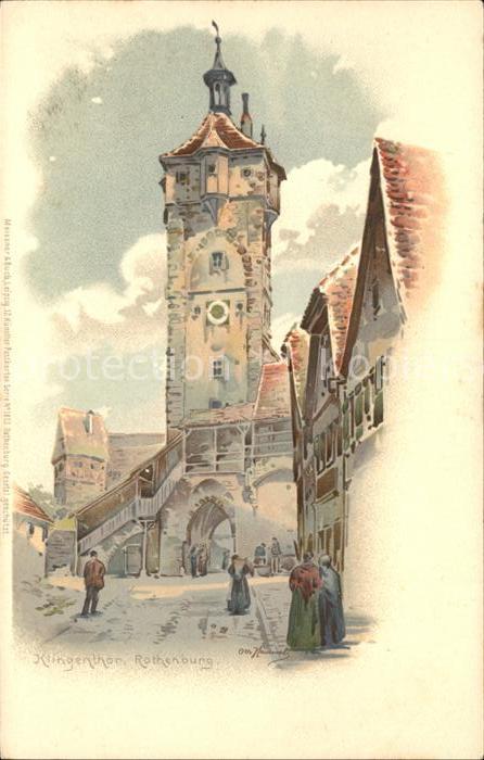 Rothenburg Tauber Klingenthor Kuenstlerkarte