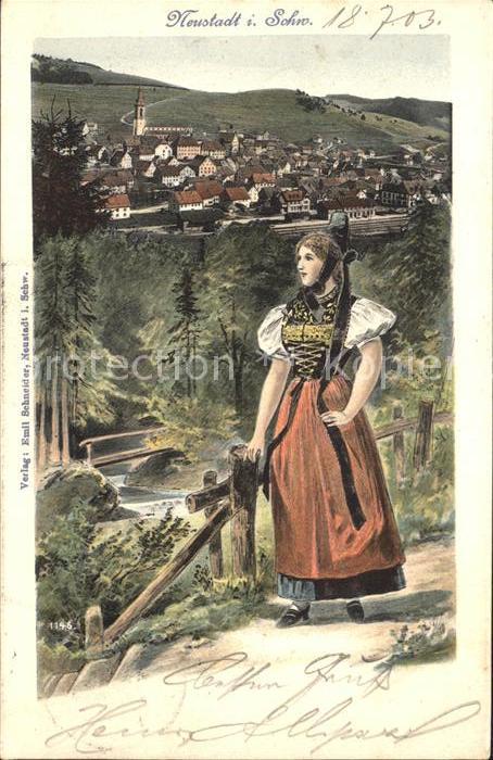 Neustadt Titisee Kuenstlerkarte Frau in Tracht
