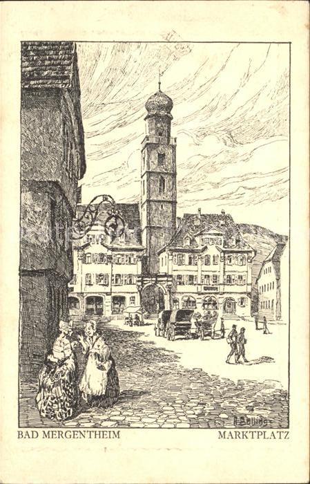 Bad Mergentheim Marktplatz Kuenstlerkarte
