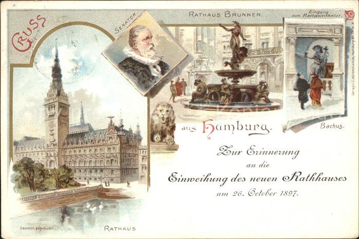 HAMBURG  CITY Rathaus  Bachus Brunnen
