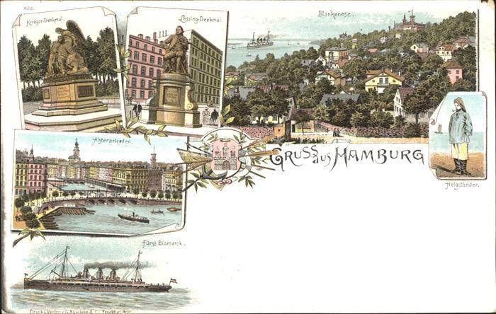 HAMBURG  CITY Blankenese Lessing-Denkmal Alsterarkaden