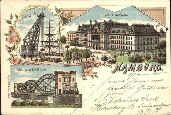 HAMBURG  CITY Justiz-Gebaeude Hafen Elb-Bruecke