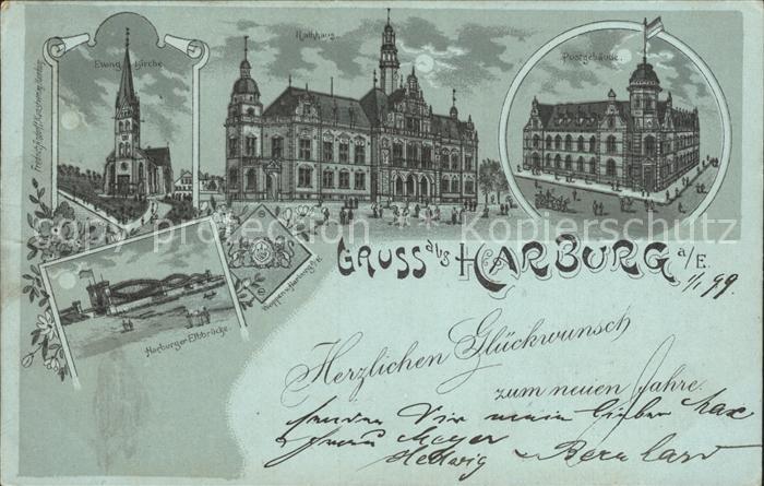 Harburg Hamburg Ev Kirche Rathhaus Post Harburger Elbbruecke