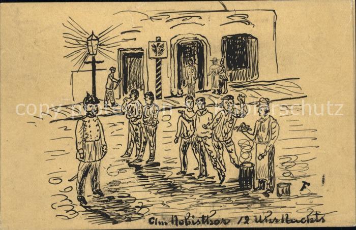 HAMBURG  CITY Am Nobisthor 12 Uhr nachts Zeichnung